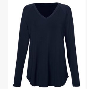 CAbi Dark Sapphire Recline Long Sleeve V-neck Tee